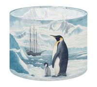 Round Drum Light Shade Emperor Penguin Chick Snowy Antarctic Landscape Sailing Ship Large Lampshades for Ceiling Lights Table Floor Lamps Easy Assembly Replacement Lamp Shades Spider Fitter