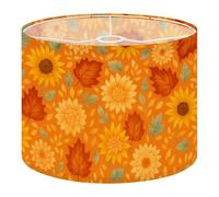 Round Drum Light Shade Fall Seamless Sunflowers Orange Autumn Daisy Maple Leaves Foliage Large Lampshades for Ceiling Lights Table Floor Lamps Easy Assembly Replacement Lamp Shades Spider Fitter