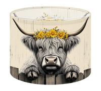 Round Drum Light Shade Funny Highland Cow Baby Rustic Farmhouse Animal Cattle Western Floral Large Lampshades for Ceiling Lights Table Floor Lamps Easy Assembly Replacement Lamp Shades Spider Fitter