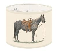 Round Drum Light Shade Gray Horse Western Lasso Rope Large Lampshades for Ceiling Lights Table Floor Lamps Easy Assembly Replacement Lamp Shades Spider Fitter