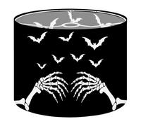 Round Drum Light Shade Halloween Black White Skeleton Crow Farmhouse Decorative Hands Bats Large Lampshades for Ceiling Lights Table Floor Lamps Easy Assembly Replacement Lamp Shades Spider Fitter