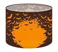 Round Drum Light Shade Halloween Poster Black Bats Orange for Text Halloween Swarm Bats Large Lampshades for Ceiling Lights Table Floor Lamps Easy Assembly Replacement Lamp Shades Spider Fitter