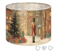Round Drum Light Shade Magical Nutcracker Soldier Guarding Snowy Christmas Tree Large Lampshades for Ceiling Lights Table Floor Lamps Easy Assembly Replacement Lamp Shades Spider Fitter