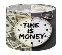 Round Drum Light Shade Motivational Time Money Quotes Inspirational Success Dollar Analog Large Lampshades for Ceiling Lights Table Floor Lamps Easy Assembly Replacement Lamp Shades Spider Fitter