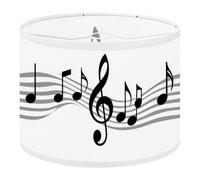 Round Drum Light Shade Musical Notes Stave line Symbols for Staff Music Key Note Theme Treble Large Lampshades for Ceiling Lights Table Floor Lamps Easy Assembly Replacement Lamp Shades Spider Fitter