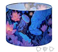 Round Drum Light Shade Mystical Jellyfish Ethereal Bioluminescent Aquatic Plants Large Lampshades for Ceiling Lights Table Floor Lamps Easy Assembly Replacement Lamp Shades Spider Fitter