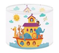 Round Drum Light Shade Noah ark Animals Ship Boat Lion Elephant Penguin Fox Bear Bible Story Large Lampshades for Ceiling Lights Table Floor Lamps Easy Assembly Replacement Lamp Shades Spider Fitter