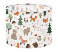 Round Drum Light Shade Nursery Decor Animal Woodland Animals Baby Fox Hedgehog Owl Pine Tree Large Lampshades for Ceiling Lights Table Floor Lamps Easy Assembly Replacement Lamp Shades Spider Fitter