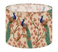 Round Drum Light Shade Peacock Cherry Blossom Branches Vibrant Watercolor Style Large Lampshades for Ceiling Lights Table Floor Lamps Easy Assembly Replacement Lamp Shades Spider Fitter
