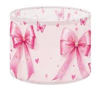Round Drum Light Shade Pink Bow Watercolor Baby Girls Pastel Coquettte Bows Butterflies Large Lampshades for Ceiling Lights Table Floor Lamps Easy Assembly Replacement Lamp Shades Spider Fitter