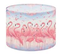 Round Drum Light Shade Pink Flamingos Blooming Cherry Blossom Sky Large Lampshades for Ceiling Lights Table Floor Lamps Easy Assembly Replacement Lamp Shades Spider Fitter