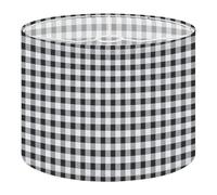 Round Drum Light Shade Plain Black White Grey BW Gingham Scott Tartan Plaid Buffalo Check Large Lampshades for Ceiling Lights Table Floor Lamps Easy Assembly Replacement Lamp Shades Spider Fitter