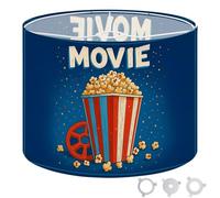 Round Drum Light Shade Popcorn Bucket Bright Red White Stripes Word Bold Letters Large Lampshades for Ceiling Lights Table Floor Lamps Easy Assembly Replacement Lamp Shades Spider Fitter