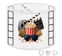 Round Drum Light Shade Popcorn Essentials Clapperboard Film Reel 3D Glasses Tickets Large Lampshades for Ceiling Lights Table Floor Lamps Easy Assembly Replacement Lamp Shades Spider Fitter