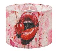 Round Drum Light Shade Red Lips Cherry Watercolor Pop Art Paint Splatter Large Lampshades for Ceiling Lights Table Floor Lamps Easy Assembly Replacement Lamp Shades Spider Fitter
