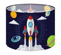 Round Drum Light Shade Rocket Spaceship Launch Colorful Planets Starry Outer Space Large Lampshades for Ceiling Lights Table Floor Lamps Easy Assembly Replacement Lamp Shades Spider Fitter