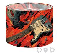 Round Drum Light Shade Rustic Electric Guitar Bold Fiery Swirls Dynamic Shadows Large Lampshades for Ceiling Lights Table Floor Lamps Easy Assembly Replacement Lamp Shades Spider Fitter