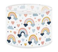 Round Drum Light Shade Seamless Abstract Hand Drawn Rainbows rain Drops Clouds Large Lampshades for Ceiling Lights Table Floor Lamps Easy Assembly Replacement Lamp Shades Spider Fitter