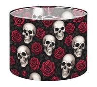 Round Drum Light Shade Seamless Skulls Roses Nature Death Texture Skeletal Art Floral Large Lampshades for Ceiling Lights Table Floor Lamps Easy Assembly Replacement Lamp Shades Spider Fitter