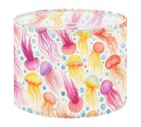 Round Drum Light Shade Seamless Watercolor Bubbles Jellyfish an White Hand Drawing Large Lampshades for Ceiling Lights Table Floor Lamps Easy Assembly Replacement Lamp Shades Spider Fitter