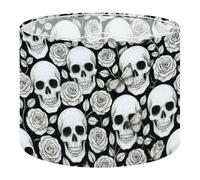 Round Drum Light Shade Skull Butterfly Roses Seamless Hand Drawn Fabric Skull Large Lampshades for Ceiling Lights Table Floor Lamps Easy Assembly Replacement Lamp Shades Spider Fitter