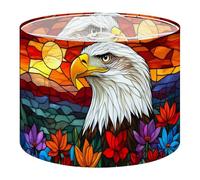Round Drum Light Shade Stained Glass Texture Eagle Oil Artwork Animal Wall Art Decorations Large Lampshades for Ceiling Lights Table Floor Lamps Easy Assembly Replacement Lamp Shades Spider Fitter