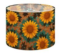 Round Drum Light Shade Sunflower Western Texture Turquoise Cowgirl Wood Vintage Large Lampshades for Ceiling Lights Table Floor Lamps Easy Assembly Replacement Lamp Shades Spider Fitter