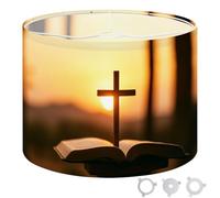 Round Drum Light Shade Sunset Sun Bible holy Cross Christ Large Lampshades for Ceiling Lights Table Floor Lamps Easy Assembly Replacement Lamp Shades Spider Fitter