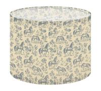 Round Drum Light Shade Vintage Horse Floral Blue Cream Tones Large Lampshades for Ceiling Lights Table Floor Lamps Easy Assembly Replacement Lamp Shades Spider Fitter