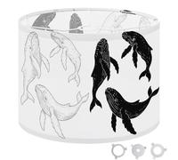 Round Drum Light Shade Whale White Hand Drawn Whale for Elements Children Book Coloring Large Lampshades for Ceiling Lights Table Floor Lamps Easy Assembly Replacement Lamp Shades Spider Fitter