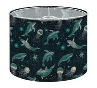 Round Drum Light Shade Whales Turtles Jellyfish Stars Dreamy Oceanic Large Lampshades for Ceiling Lights Table Floor Lamps Easy Assembly Replacement Lamp Shades Spider Fitter