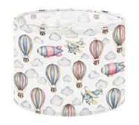 Round Drum Light Shade Whimsical Airships Hot Air Balloons Clouds Planes Large Lampshades for Ceiling Lights Table Floor Lamps Easy Assembly Replacement Lamp Shades Spider Fitter