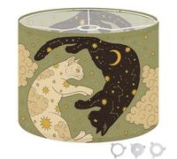Round Drum Light Shade Whimsical Cats Cosmic Stars Moon Constellations Large Lampshades for Ceiling Lights Table Floor Lamps Easy Assembly Replacement Lamp Shades Spider Fitter