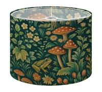 Round Drum Light Shade Whimsical Frog Mushroom Forest Flowers Foliage Large Lampshades for Ceiling Lights Table Floor Lamps Easy Assembly Replacement Lamp Shades Spider Fitter