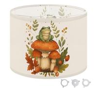 Round Drum Light Shade Whimsical Frog Mushrooms Surrounded by Autumn Leaves Large Lampshades for Ceiling Lights Table Floor Lamps Easy Assembly Replacement Lamp Shades Spider Fitter