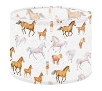 Round Drum Light Shade Whimsical Horse Colorful Foals Ponies White Large Lampshades for Ceiling Lights Table Floor Lamps Easy Assembly Replacement Lamp Shades Spider Fitter