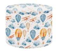 Round Drum Light Shade Whimsical Hot Air Balloons Vintage Planes Soft Watercolor Style Large Lampshades for Ceiling Lights Table Floor Lamps Easy Assembly Replacement Lamp Shades Spider Fitter