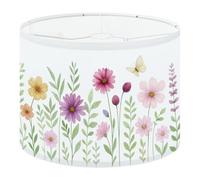 Round Drum Light Shade Wildflowers Green Wild Plants Butterfly Floral Seamless Colorful Large Lampshades for Ceiling Lights Table Floor Lamps Easy Assembly Replacement Lamp Shades Spider Fitter