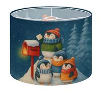 Round Drum Light Shade Winter Penguin Family Mailbox Snowy Scene Large Lampshades for Ceiling Lights Table Floor Lamps Easy Assembly Replacement Lamp Shades Spider Fitter