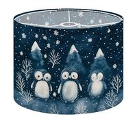 Round Drum Light Shade Winter Penguins Snowy Forest Snowflakes Trees Large Lampshades for Ceiling Lights Table Floor Lamps Easy Assembly Replacement Lamp Shades Spider Fitter