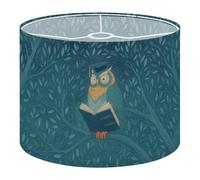 Round Drum Light Shade Wise Owl Reading Book Under Starry Sky Graduation Tree Branches Large Lampshades for Ceiling Lights Table Floor Lamps Easy Assembly Replacement Lamp Shades Spider Fitter