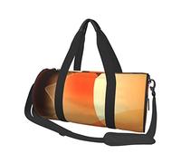Round Duffel Bag Abstract Orange and Brown Pattern Travel Bag Canvas Hand Bag for Men Women