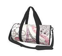 Round Duffel Bag Eiffel Paris Tower Flowers Butterflies Travel Bag Weekender Hand Bag for Yoga