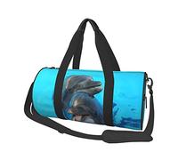 Round Duffel Bag Hug and Kiss The Dolphins Travel Bag Weekender Hand Bag for Yoga