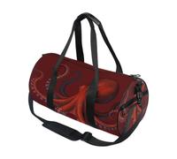 Round Duffel Sports Bag Lightweight with Inner Pocket Gym Bag for Men Women Duffle Bag for Travel Sports Sea Creature Pattern Red and Black Ocean Sea Life(1)