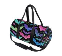 Round Duffel Sports Bag Lightweight with Inner Pocket Gym Bag for Men Women Duffle Bag for Travel Sports Gothic Bat Halloween Pattern Spooky Bats Lover Gift on Black