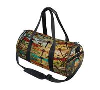Round Duffel Sports Bag Lightweight with Inner Pocket Gym Bag for Men Women Duffle Bag for Travel Sports Dragonflies Stained Glass Beads Pearl 3-d Colorful Floral Ixr