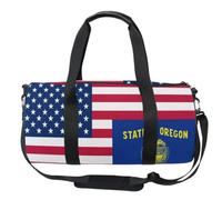 Round Duffel with Carry Strap for Men Women | Webbing Strap, Workout Fitness, Flag Of The Us Oregon