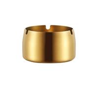 Round Durable Ash Tray Stainless Steel High Temperature Resistant Ashtrays Desktop Ash Holder Ash Tray Smoking Accessories(Golden)