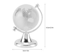 Round Earth Globe World Map Crystal Glass Ball Sphere Home Office Decor Gift (Silver)